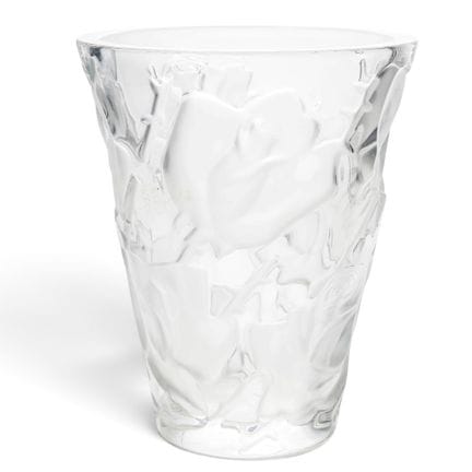 Lalique "Ispahan" Rose Crystal Vase Introduced 195