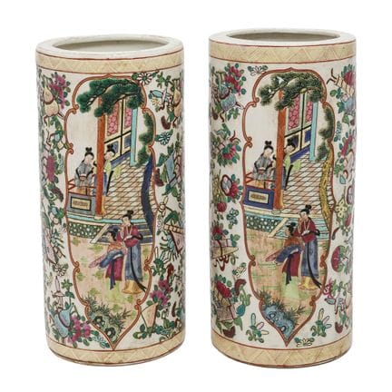 Paire de vases vintage en porcelaine de style « Fa