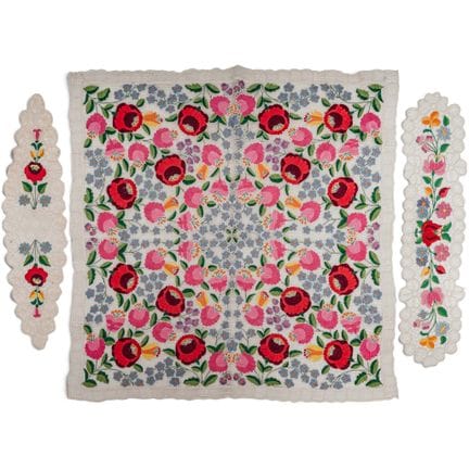 (3 pcs) Hungarian Kalocsa Richelieu Embroidered Fo