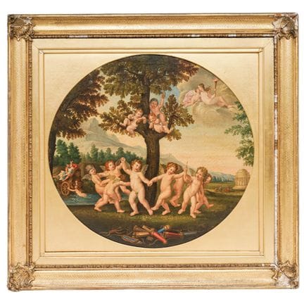 Tableau italien ancien « La danse des cupidons », 