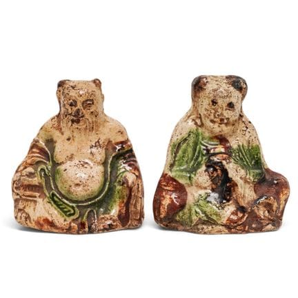 Coppia di statuine in ceramica in stile “naufragio