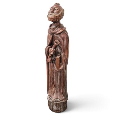 Large Antique Carved Wood Saint Peter Sculpture La
