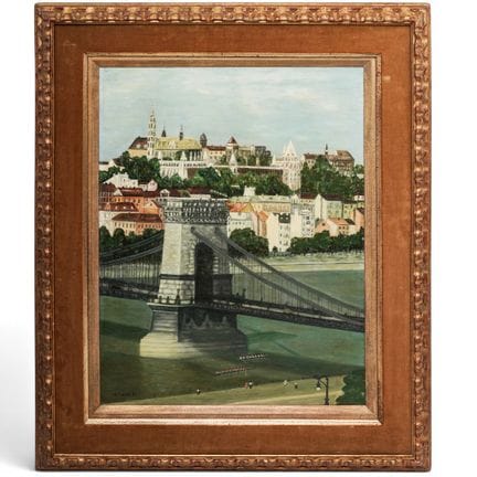 H. Puskadi. Paesaggio impressionista a olio firmat