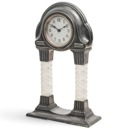 Art Deco Portico Cast-Metal and Crystal Clock Case