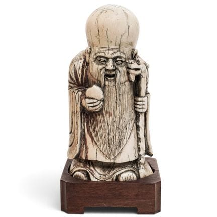 Sculpture chinoise en os sculpté représentant Shou