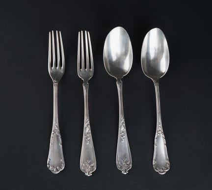 Set of two spoons and two forks in 950°/00 silver
