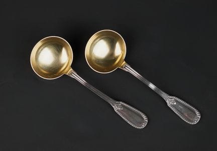 Pair of 950°/00 silver and vermeil cream spoons
De
