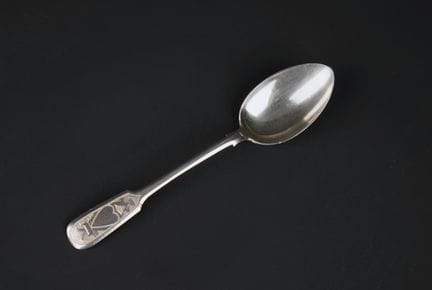 84-zolotnik silver spoon with chased floral design