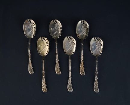 Set of six 950°/00 silver teaspoons
The spoon feat
