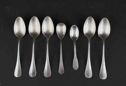 Set of five “Uniplat” style teaspoons in 950°/00 s