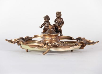 Encrier en bronze et onyx, style Louis XV, fin XIX