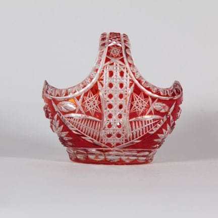 SAINT-LOUIS – Panier en cristal doublé rouge taill