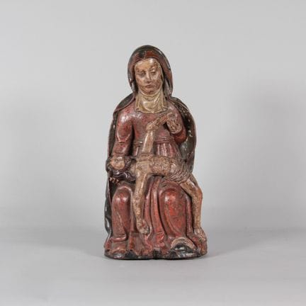 Pietà – Vierge de Pitié en bois sculpté polychrome