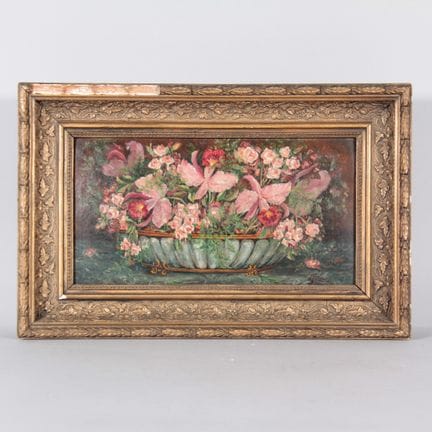 Nature morte aux orchidées et fleurs – Huile sur p
