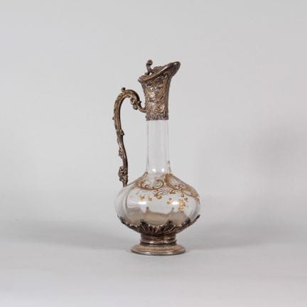 Aiguière en cristal doré et métal argenté – XIXe s