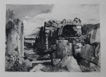 John Fulleylove 1897 - Incisione delle mura di Tir