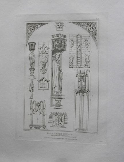 W Deeble - Dettagli della Cattedrale di Bath, inci