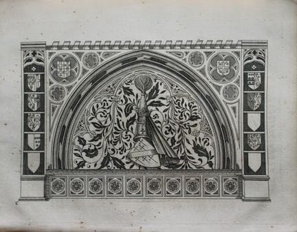 John Weever - Incisione di un monumento araldico, 