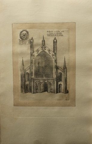 Cattedrale di Wells, incisione di Daniel King, 165