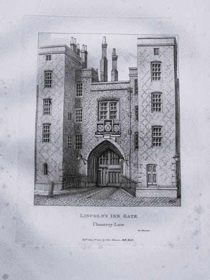 John Thomas Smith - Incisione del Lincoln's Inn Ga