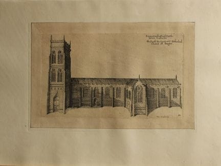 Cattedrale di Bangor, incisione di Daniel King, 16