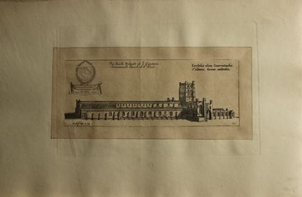 Cattedrale di Bath, incisione di Daniel King, 1655