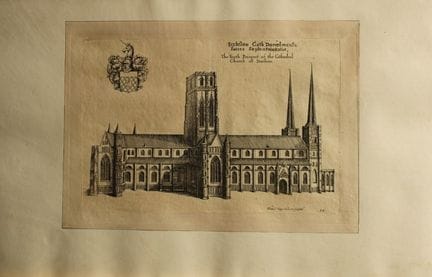 Cattedrale di Durham, incisione di Daniel King, 16
