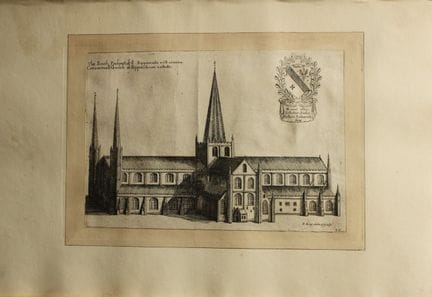 Cattedrale di Ripon, incisione di Daniel King, 165