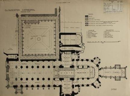 Pianta della Cattedrale di Gloucester, 1892.

Ques