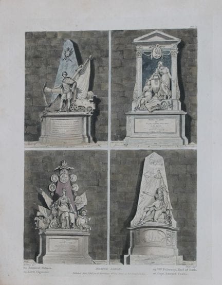 H·维利尔斯——威斯敏斯特大教堂北侧走道，J·布卢克刻制，1812年。

这幅水彩蚀刻版画选自鲁道夫