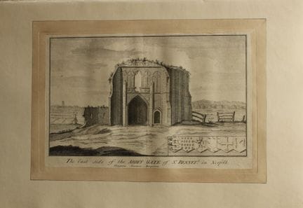 Abbazia di San Benedetto, Norfolk, incisione di R.