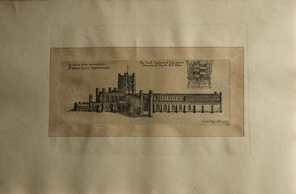 Abbazia di St Albans, incisione di Daniel King, 16