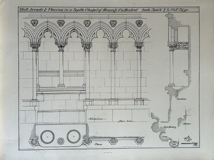 Disegno architettonico - Muro, porticato e piscina