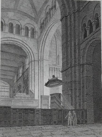 F. Nash - Chiesa abbaziale di St Albans, incisa da