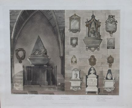 J·怀特——威斯敏斯特大教堂内的纪念碑，T·萨瑟兰雕刻，1812年。

这幅水彩蚀刻版画选自鲁道夫·