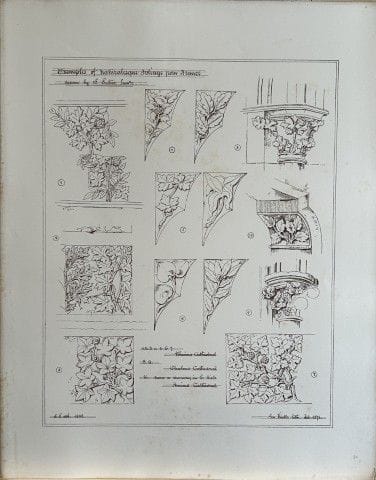 Disegno architettonico - Modanature con motivi veg