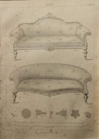 P Thomson - Sofas engraved by JH Le Keux 1853.

Th