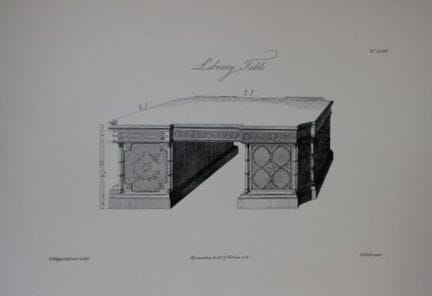 Thomas Chippendale – Originalstich eines Bibliothe