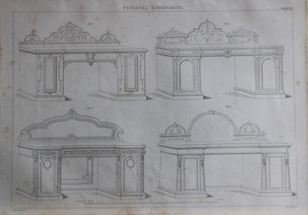 P Thomson - Pedestal Sideboard engraved by JH Le K