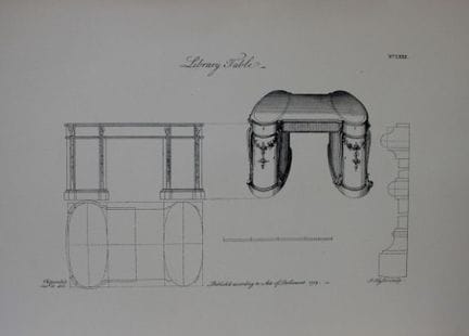 Thomas Chippendale – Originalstich eines Bibliothe