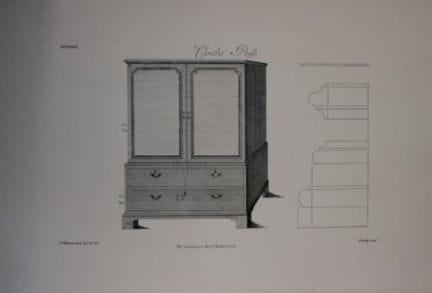 Thomas Chippendale – Originalstich eines Wäschesch