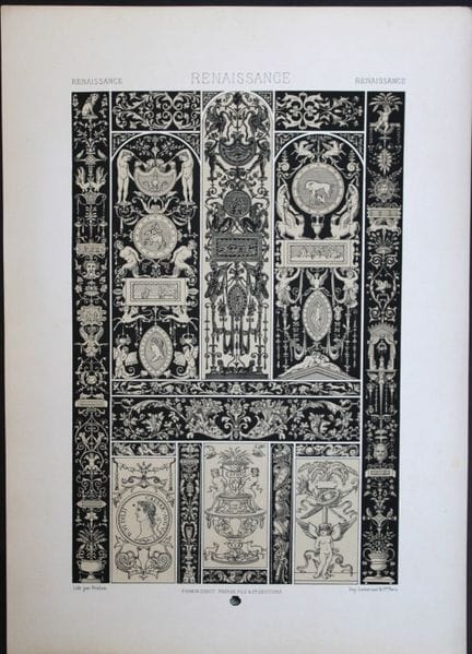 A Racinet – Original-Lithografie mit Renaissance-M