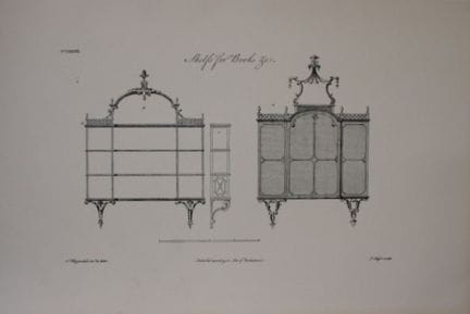 Thomas Chippendale – Originalstich von Bücherregal