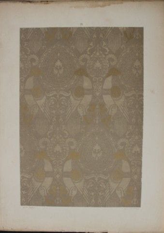 菲施巴赫——《纺织品纹样设计》（1884年）。

这幅彩色石版画选自瑞士圣加仑工业艺术学校校长弗雷德