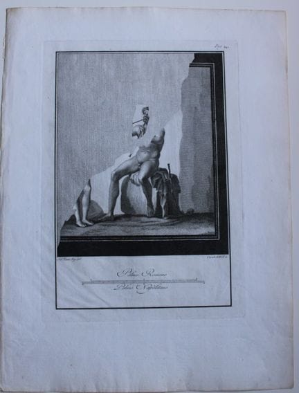 乔瓦尼·莫尔根——《赫库兰尼姆古迹》铜版画，1752年。

这幅描绘古罗马壁画的原始古铜版画，出自乔
