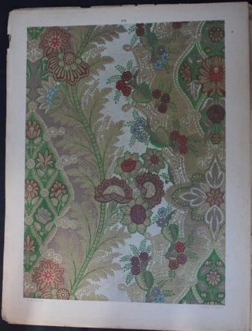 菲施巴赫——《纺织品纹样设计》（1884年）。

这幅彩色石版画选自瑞士圣加仑工业艺术学校校长弗雷德