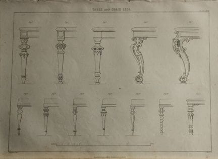 P Thomson -  Table and Chair Legs engraved by JH L