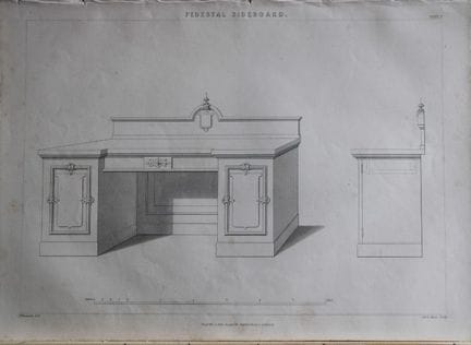 P Thomson - Pedestal Sideboard engraved by JH Le K