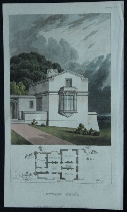 R. Ackermann – Handkolorierter Stich von „Cottage 