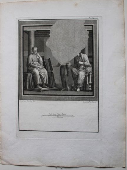 乔瓦尼·莫尔根——《赫库兰尼姆古迹》铜版画，1752年。

这幅描绘古罗马壁画的原始古铜版画，出自乔